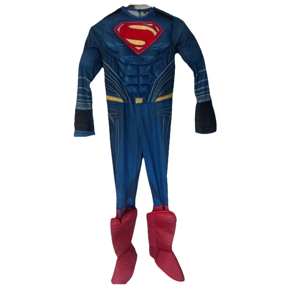 Ruby's Superman Costume Boys Size Medium Blue Muscle Jumpsuit -No Cape